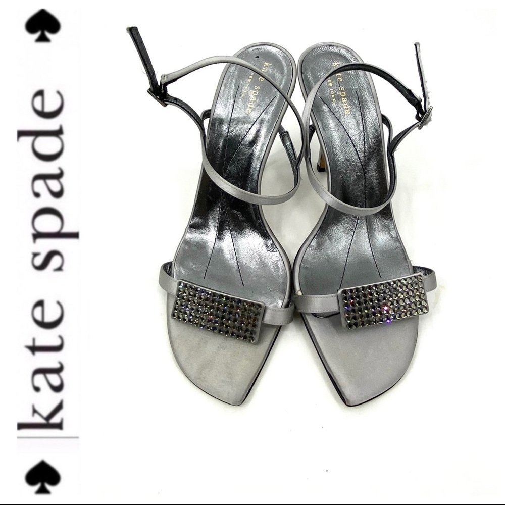 💕SALE💕 Kate Spade Silver Diamond Jeweled Heels - Picture 1 of 7